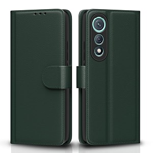 pikkme flip cover for tecno pova curve 5g leather finish  inside tpu with card pockets  wallet stand and shock proof  complete protection flip casegreen