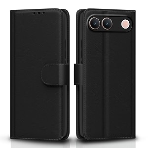 pikkme flip cover for vivo s2 5g  vivo t5 5g  iqoo z11 5g leather finish  inside tpu with card pockets  wallet stand and shock proof  complete protection flip case black