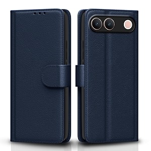 pikkme flip cover for vivo s2 5g  vivo t5 5g  iqoo z11 5g leather finish  inside tpu with card pockets  wallet stand and shock proof  complete protection flip case blue