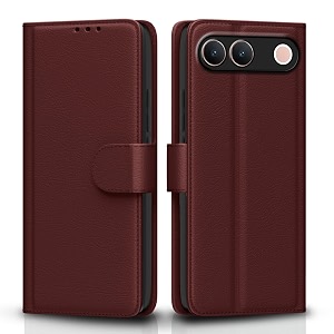 pikkme flip cover for vivo s2 5g  vivo t5 5g  iqoo z11 5g leather finish  inside tpu with card pockets  wallet stand and shock proof  complete protection flip case brown