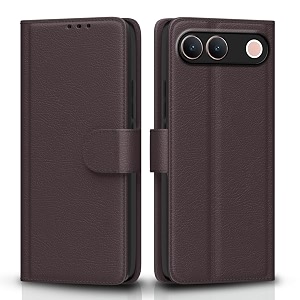 pikkme flip cover for vivo s2 5g  vivo t5 5g  iqoo z11 5g leather finish  inside tpu with card pockets  wallet stand and shock proof  complete protection flip case coffee