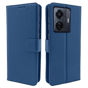 pikkme flip cover for vivo t1 pro 5g iqoo z6 pro 5g  leather finish  shockproof with card pockets amp wallet stand  ultimate protection caseblue
