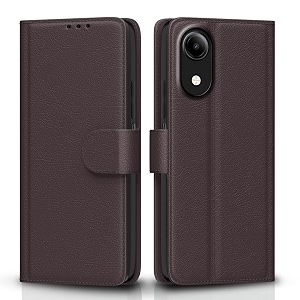 pikkme flip cover for vivo t5e leather finish  inside tpu with card pockets  wallet stand and shock proof  complete protection flip case coffee