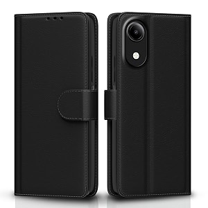 pikkme flip cover for vivo t5e leather finish  inside tpu with card pockets  wallet stand and shock proof  complete protection flip case black