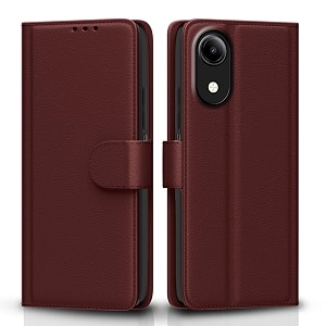 pikkme flip cover for vivo t5e leather finish  inside tpu with card pockets  wallet stand and shock proof  complete protection flip case brown