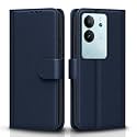Pikkme Flip Cover for Vivo V29 5G / V29 Pro 5G | Leather Finish | Shockproof with Card Pockets &amp; Wallet Stand | Ultimate Protection Case(Blue)