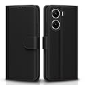 Pikkme Flip Cover for Vivo V29E| Leather Finish | Shockproof with Card Pockets &amp; Wallet Stand | Ultimate Protection Case(Black)