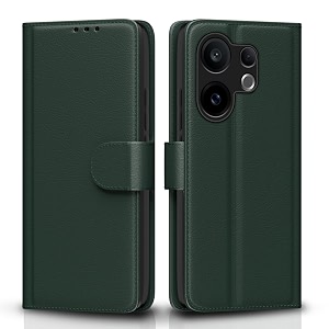 pikkme flip cover for vivo v60 5g  vivo t4 pro 5g leather finish  inside tpu with card pockets  wallet stand and shock proof  complete protection flip casegreen