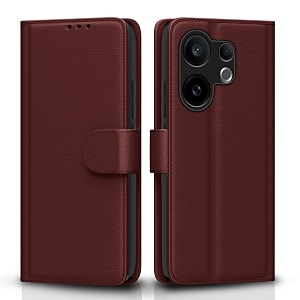 pikkme flip cover for vivo v60 5g  vivo t4 pro 5g  leather finish  shockproof with card pockets amp wallet stand  ultimate protection case brown