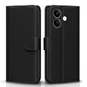 Pikkme Flip Cover for Vivo V60 Lite 5G Leather Finish | Inside TPU with Card Pockets | Wallet Stand and Shock Proof | Complete Protection Flip Case(Black)