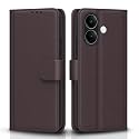 Pikkme Flip Cover for Vivo V60 Lite 5G Leather Finish | Inside TPU with Card Pockets | Wallet Stand and Shock Proof | Complete Protection Flip Case(Coffee)