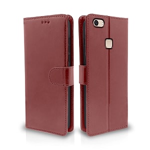 pikkme flip cover for vivo v7 plus  leather finish  shockproof with card pockets amp wallet stand  ultimate protection casebrown