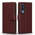 Pikkme Flip Cover for Vivo V70 FE 5G Leather Finish | Inside TPU with Card Pockets | Wallet Stand and Shock Proof | Complete Protection Flip Case (Brown)