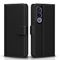 Pikkme Flip Cover for Vivo V70 FE 5G Leather Finish | Inside TPU with Card Pockets | Wallet Stand and Shock Proof | Complete Protection Flip Case (Black)