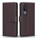 Pikkme Flip Cover for Vivo V70 FE 5G Leather Finish | Inside TPU with Card Pockets | Wallet Stand and Shock Proof | Complete Protection Flip Case (Coffee)