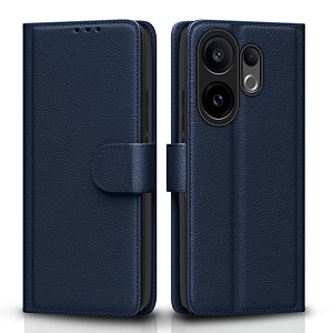pikkme flip cover for vivo x200 fe 5g  leather finish  shockproof with card pockets amp wallet stand  ultimate protection case blue