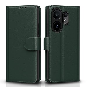 pikkme flip cover for vivo x200 fe 5g  leather finish  shockproof with card pockets amp wallet stand  ultimate protection case green