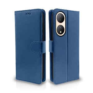 pikkme flip cover for vivo y100 5g  leather finish  shockproof with card pockets amp wallet stand  ultimate protection caseblue
