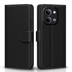 pikkme flip cover for vivo y11 5g  vivo t5 lite 5g leather finish  inside tpu with card pockets  wallet stand and shock proof  complete protection flip case black