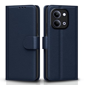 pikkme flip cover for vivo y11 5g  vivo t5 lite 5g leather finish  inside tpu with card pockets  wallet stand and shock proof  complete protection flip case blue