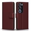 Pikkme Flip Cover for Vivo Y19s | Leather Finish | Shockproof with Card Pockets &amp; Wallet Stand | Ultimate Protection Case(Brown)