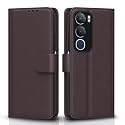 Pikkme Flip Cover for Vivo Y19s | Leather Finish | Shockproof with Card Pockets &amp; Wallet Stand | Ultimate Protection Case (Coffee)