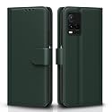 Pikkme Flip Cover for Vivo Y21 2021 / Y33s | Leather Finish | Shockproof with Card Pockets &amp; Wallet Stand | Ultimate Protection Case(Green)