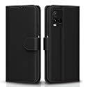 Pikkme Flip Cover for Vivo Y21 2021 / Y33s| Leather Finish | Shockproof with Card Pockets &amp; Wallet Stand | Ultimate Protection Case(Black)