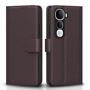 pikkme flip cover for vivo y400 pro 5g  leather finish  shockproof with card pockets amp wallet stand  ultimate protection case coffee