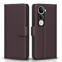 Pikkme Flip Cover for Vivo Y400 Pro 5G Leather Finish | Inside TPU with Card Pockets | Wallet Stand and Shock Proof | Complete Protection Flip Case(Coffee)