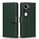 Pikkme Flip Cover for Vivo Y400 Pro 5G Leather Finish | Inside TPU with Card Pockets | Wallet Stand and Shock Proof | Complete Protection Flip Case(Green)