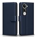 Pikkme Flip Cover for Vivo Y400 Pro 5G Leather Finish | Inside TPU with Card Pockets | Wallet Stand and Shock Proof | Complete Protection Flip Case(Blue)