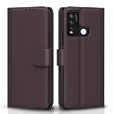 Pikkme Flip Cover for Vivo Y50 Leather Finish | Inside TPU with Card Pockets | Wallet Stand and Shock Proof | Complete Protection Flip Case (Coffee)