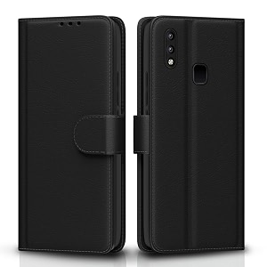 pikkme flip cover for vivo y91  y93  y95 leather finish  shockproof with card pockets amp wallet stand  ultimate protection caseblack