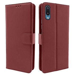 pikkme galaxy m02 leather magnetic flip wallet case cover for samsung galaxy m02 brown