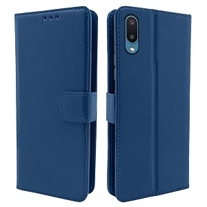 pikkme galaxy m02 leather magnetic flip wallet case cover for samsung galaxy m02 blue