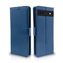 Pikkme Google Pixel 6a Flip Cover Leather Finish | Inside TPU with Card Pockets | Wallet Stand and Shock Proof | Complete Protection Flip Case (Blue)