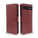 Pikkme Google Pixel 6a Flip Cover Leather Finish | Inside TPU with Card Pockets | Wallet Stand and Shock Proof | Complete Protection Flip Case (Brown)