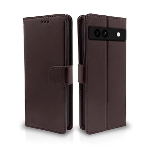 pikkme google pixel 7a flip cover leather finish  inside tpu with card pockets  wallet stand and shock proof  complete protection flip case coffee