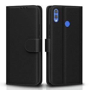 pikkme honor 8x flip case leather finish  inside tpu with card pockets  wallet stand and shock proof  magnetic closing  complete protection flip cover for honor 8x black