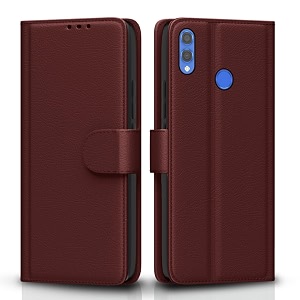 pikkme honor 8x flip case leather finish  inside tpu with card pockets  wallet stand and shock proof  magnetic closing  complete protection flip cover for honor 8x brown