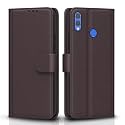 Pikkme Honor 8X Flip Case Leather Finish | Inside TPU with Card Pockets | Wallet Stand and Shock Proof | Magnetic Closing | Complete Protection Flip Cover for Honor 8X (Coffee)