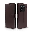 Pikkme iQOO 12 5G Flip Cover Leather Finish | Inside TPU with Card Pockets | Wallet Stand and Shock Proof | Complete Protection Flip Case (Coffee)
