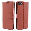 Pikkme Leather Flip Cover Wallet Case for iPhone SE 2020 (Brown)