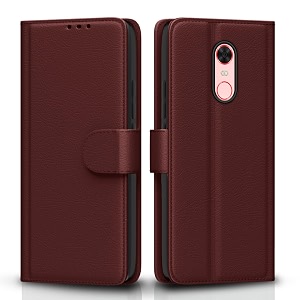 pikkme mi redmi note 5 flip case leather finish  inside tpu with card pockets  wallet stand and shock proof  magnetic closing  complete protection flip cover for mi redmi note 5 brown