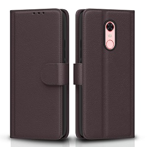 pikkme mi redmi note 5 flip case leather finish  inside tpu with card pockets  wallet stand and shock proof  magnetic closing  complete protection flip cover for mi redmi note 5 coffee