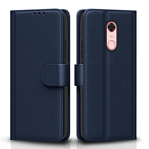 pikkme mi redmi note 5 flip case leather finish  inside tpu with card pockets  wallet stand and shock proof  magnetic closing  complete protection flip cover for mi redmi note 5 blue