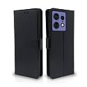 Pikkme Moto Edge 50 Pro 5G Flip Cover Leather Finish | Inside TPU with Card Pockets | Wallet Stand and Shock Proof | Complete Protection Flip Case (Black)