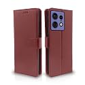 Pikkme Moto Edge 50 Pro 5G Flip Cover Leather Finish | Inside TPU with Card Pockets | Wallet Stand and Shock Proof | Complete Protection Flip Case (Brown)