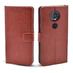 pikkme moto g6 plus  g6 flip cover magnetic leather wallet case shockproof tpu for moto g6 plus  g6 brown
